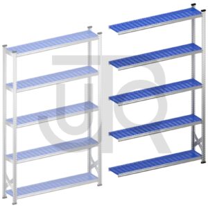 Legbordstelling H2500 x D320 | blauwe kunststof legborden | aanbouwset vak 1500 mm-0