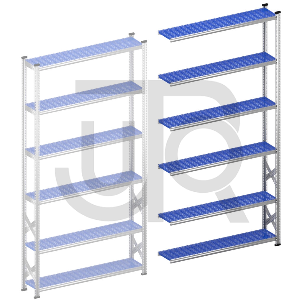 Legbordstelling H3028 x D320 | blauwe kunststof legborden |aanbouwset vak 1500 mm-0