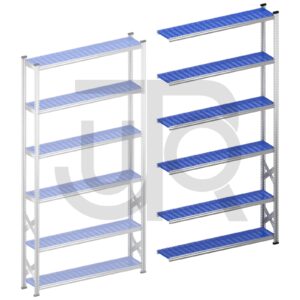 Legbordstelling H3028 x D320 | blauwe kunststof legborden |aanbouwset vak 1500 mm-0