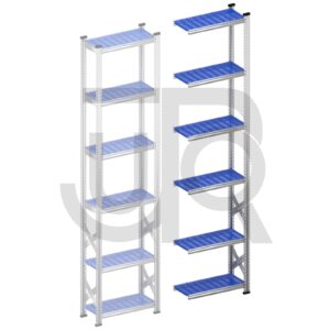 Legbordstelling H3028 x D320 | blauwe kunststof legborden | aanbouwset vak 600 mm-0