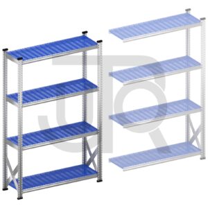 Legbordstelling H1972 x D400 | blauwe kunststof legborden | startset vak 1350 mm-0