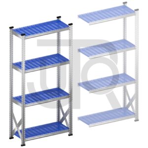 Legbordstelling H1972 x D400 | blauwe kunststof legborden | startset vak 1050 mm-0