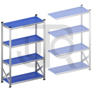 Legbordstelling H1972 x D500 | blauwe kunststof legborden | startset vak 1350 mm-0