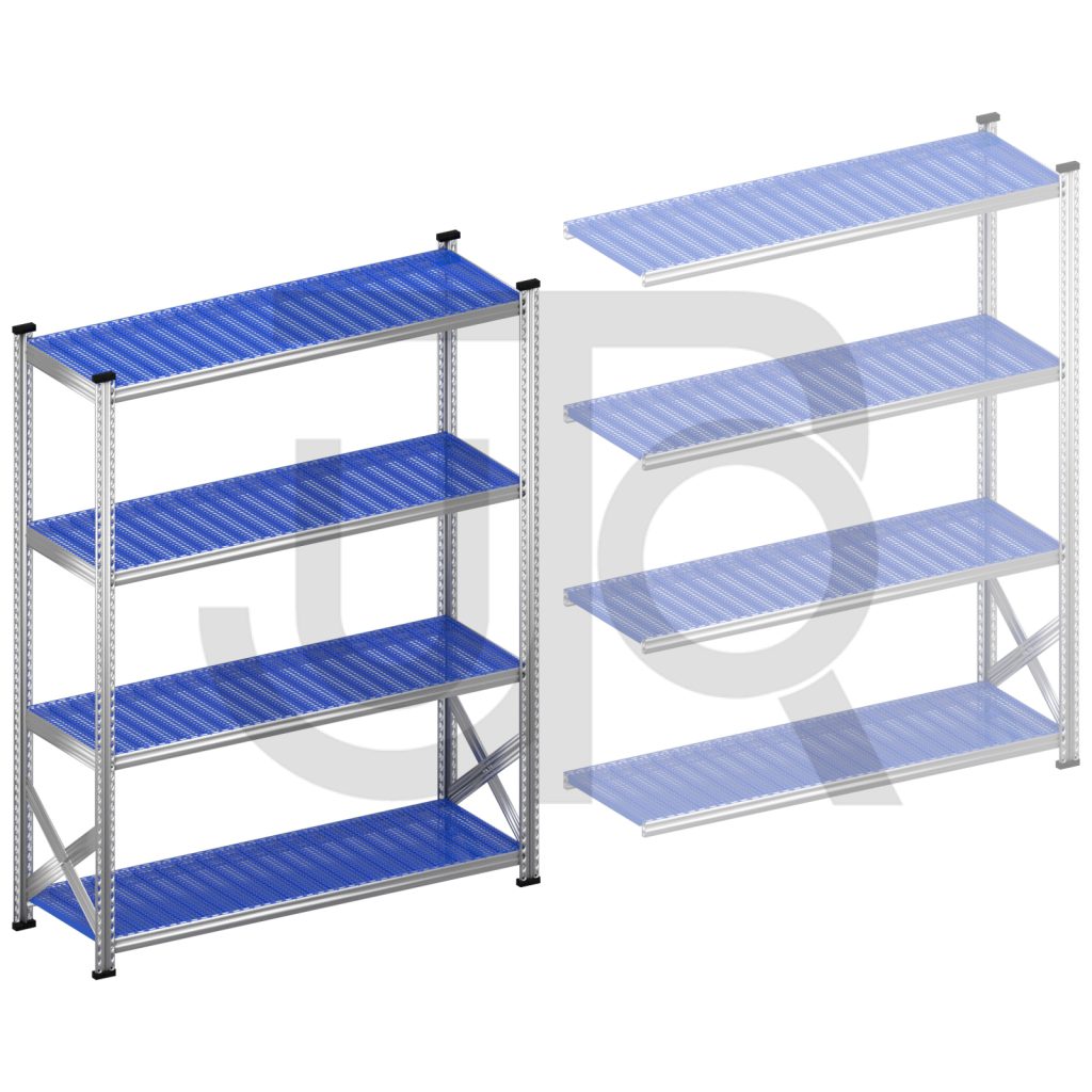 Legbordstelling H1972 x D500 | blauwe kunststof legborden | startset vak 1500 mm-0