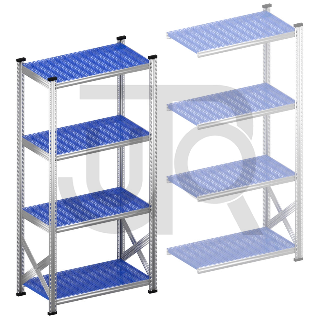 Legbordstelling H1972 x D500 | blauwe kunststof legborden | startset vak 900 mm-0