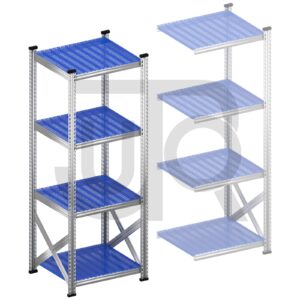 Legbordstelling H1972 x D600 | blauwe kunststof legborden | startset vak 600 mm-0