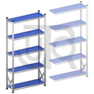 Legbordstelling H2500 x D400 | blauwe kunststof legborden | startset vak 1200 mm-0