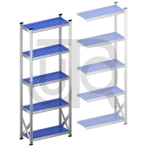 Legbordstelling H2500 x D400 | blauwe kunststof legborden | startset vak 1050 mm-0