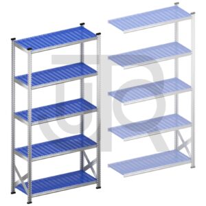 Legbordstelling H2500 x D500 | blauwe kunststof legborden | startset vak 1200 mm-0