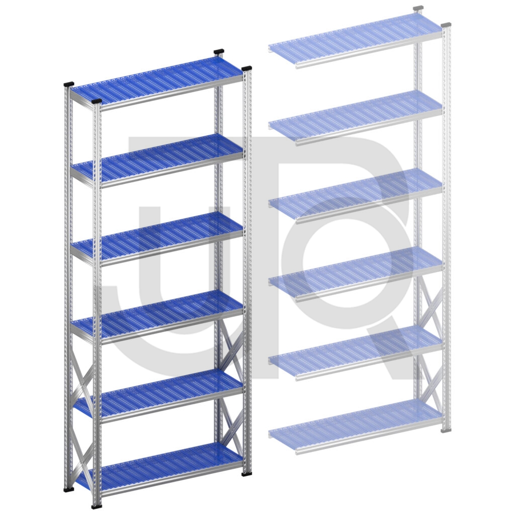 Legbordstelling H3028 x D400 | blauwe kunststof legborden | startset vak 1200 mm-0