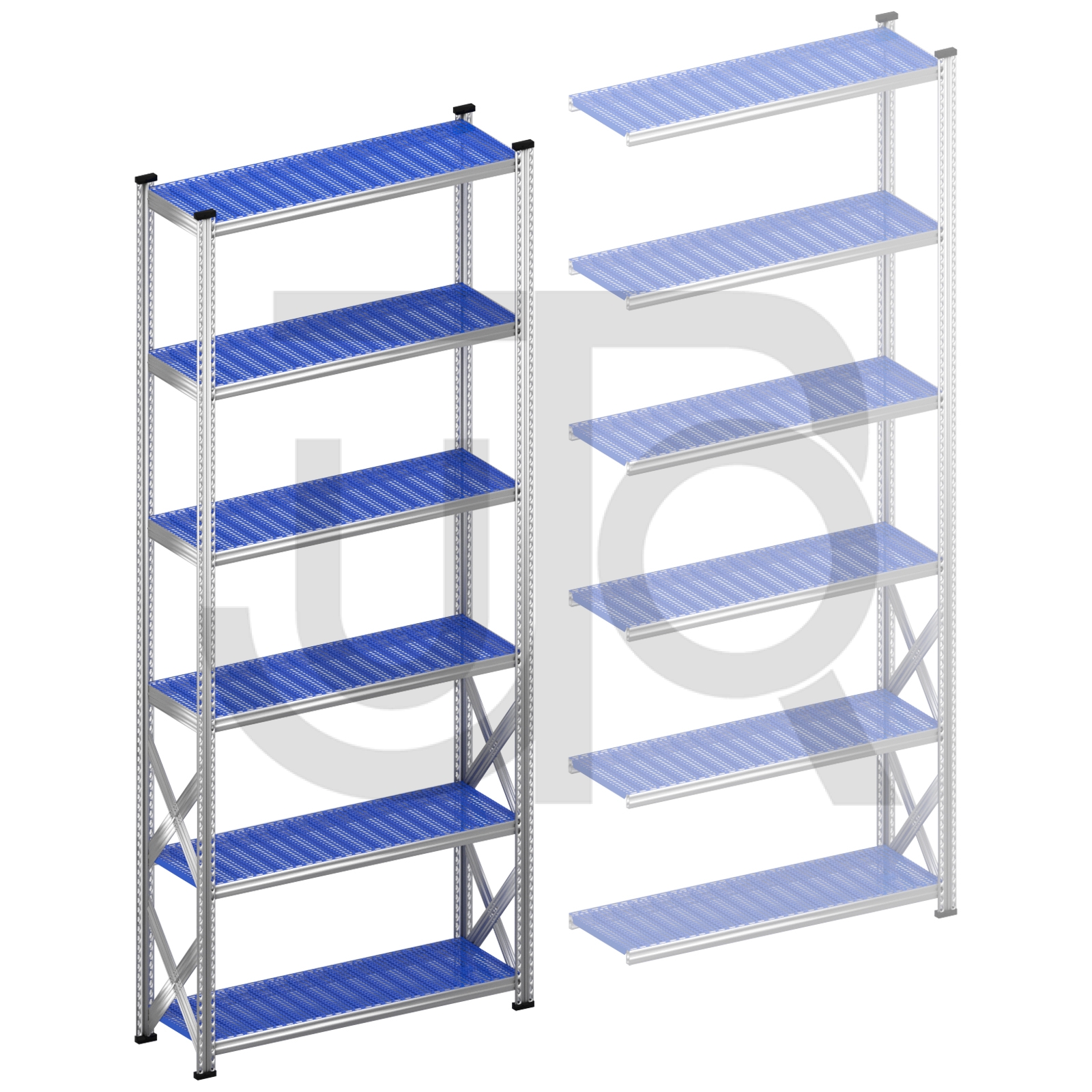 Legbordstelling H3028 x D400 | blauwe kunststof legborden | startset vak 1350 mm-0