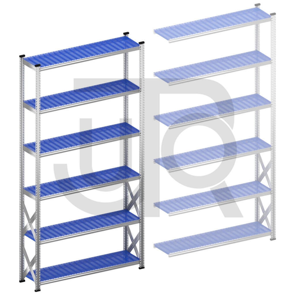 Legbordstelling H3028 x D400 | blauwe kunststof legborden | startset vak 1500 mm-0