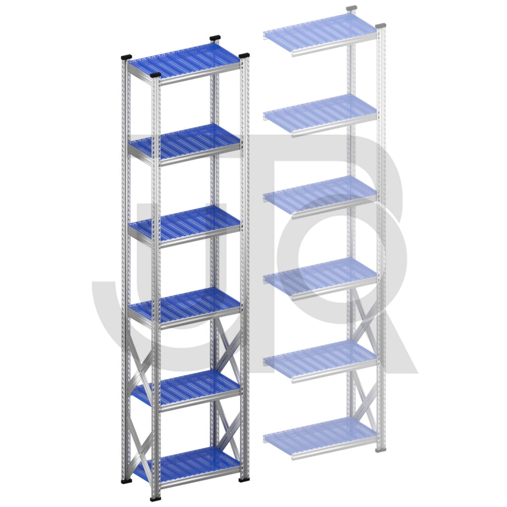 Legbordstelling H3028 x D400 | blauwe kunststof legborden | startset vak 600 mm-0