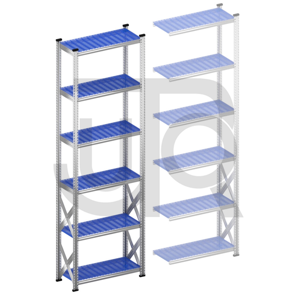 Legbordstelling H3028 x D400 | blauwe kunststof legborden | startset vak 900 mm-0