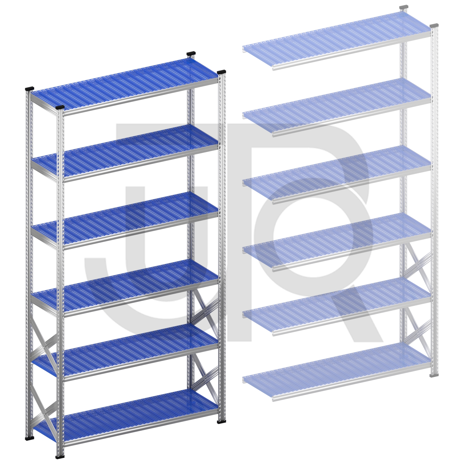 Legbordstelling H3028 x D500 | blauwe kunststof legborden | startset vak 1500 mm-0