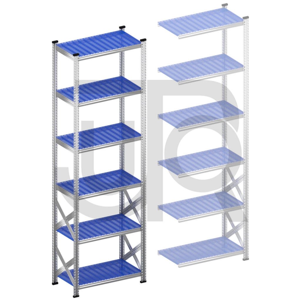 Legbordstelling H3028 x D500 | blauwe kunststof legborden | startset vak 900 mm-0