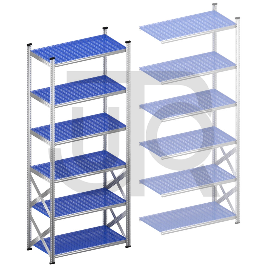 Legbordstelling H3028 x D600 | blauwe kunststof legborden | startset vak 1200 mm-0