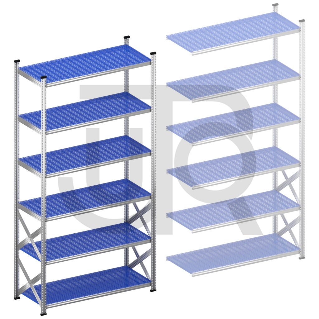 Legbordstelling H3028 x D600 | blauwe kunststof legborden | startset vak 1500 mm-0