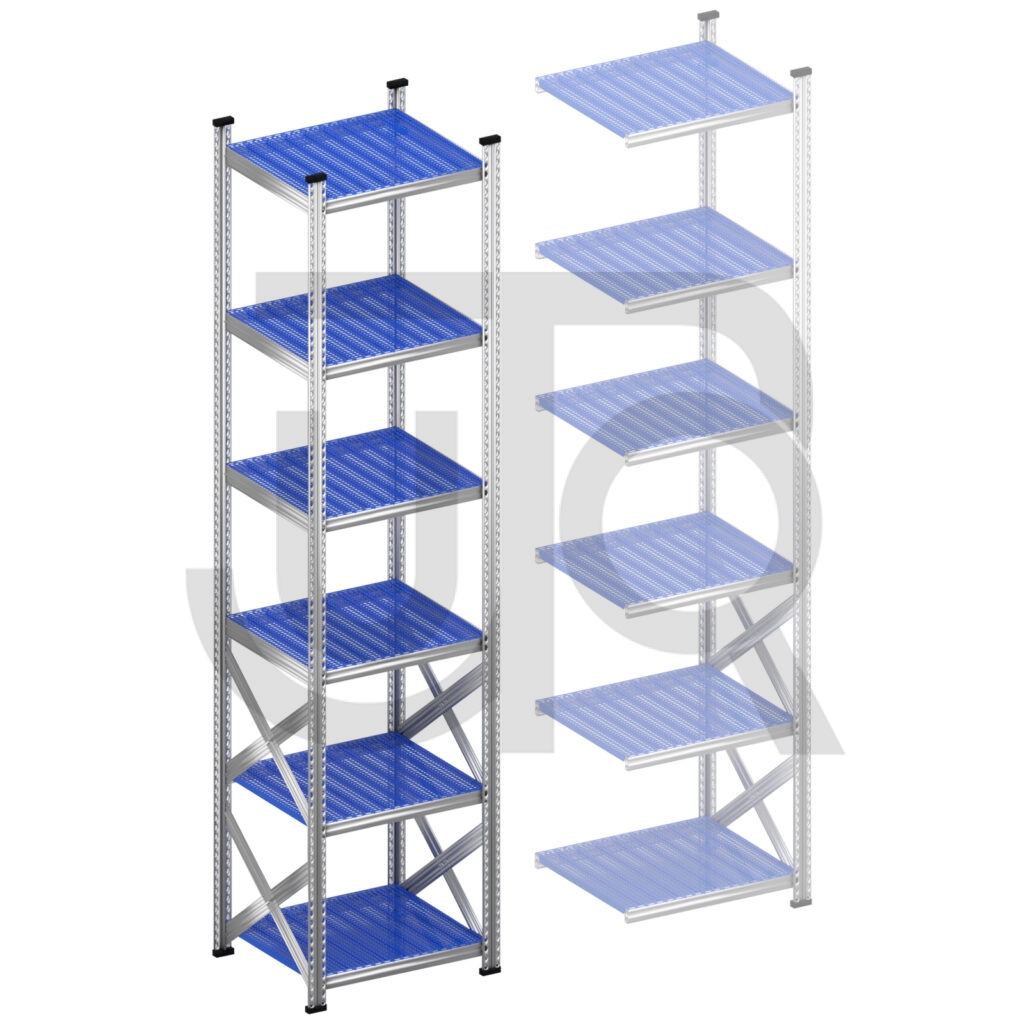 Legbordstelling H3028 x D600 | blauwe kunststof legborden | startset vak 600 mm-0