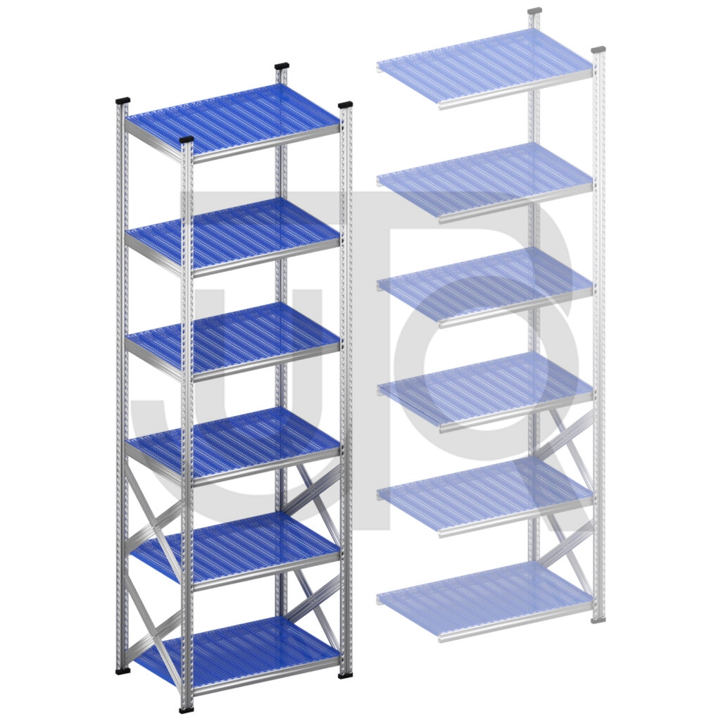 Legbordstelling H3028 x D600 | blauwe kunststof legborden | startset vak 900 mm-0