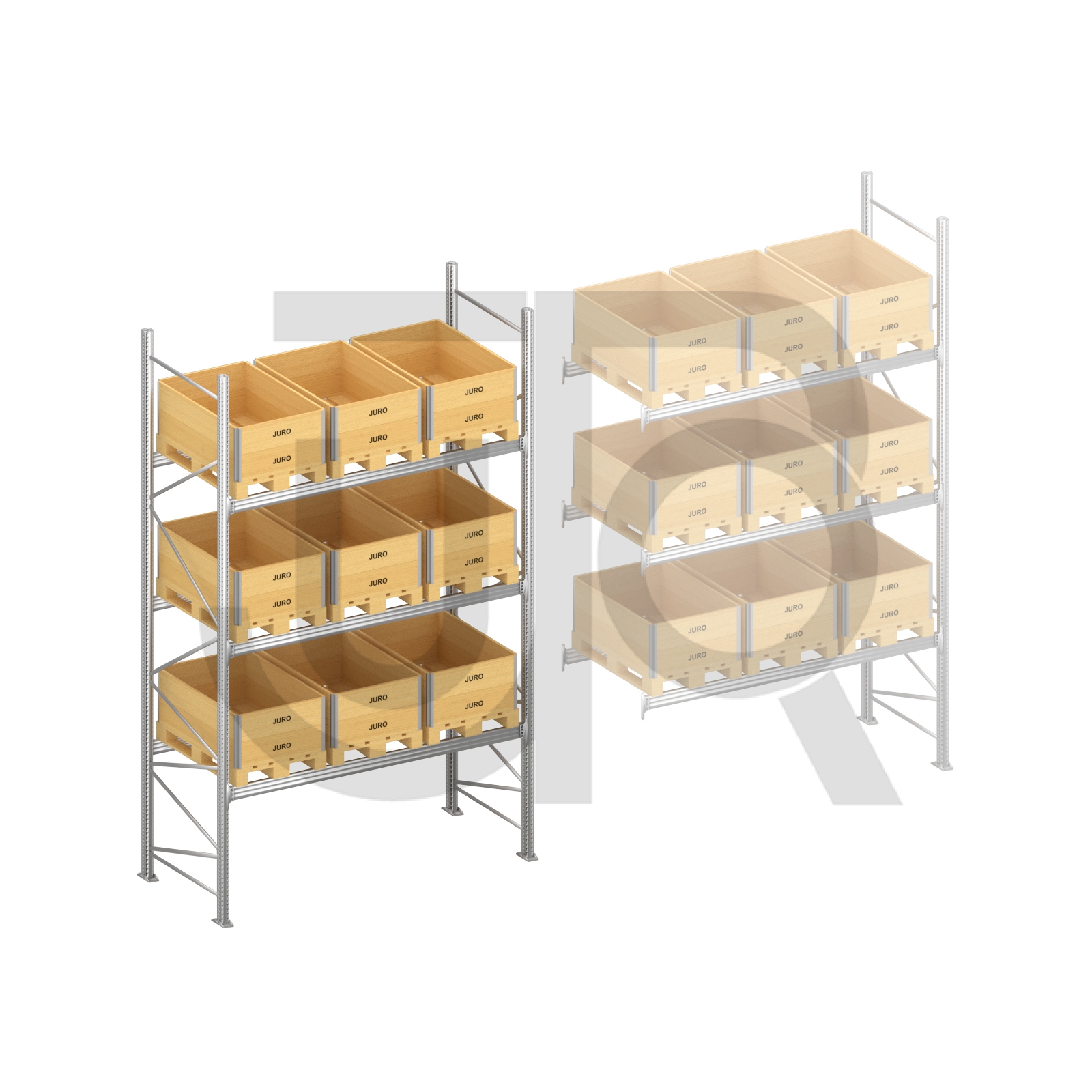 Startset gebruikte palletstelling Metalsistem Superbuild 5000×1100 mm, liggers 2700 mm